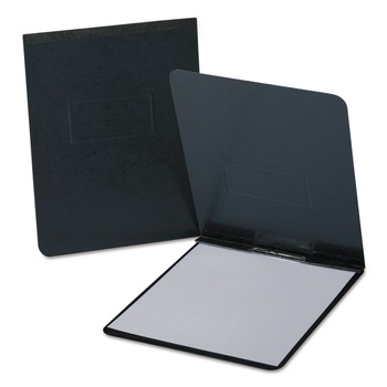 Oxford 8.5 in. x 14 in. 2 in. Capacity Two-Prong Metal Fastener Pressboard Report Cover with Reinforced Top Hinge - Black