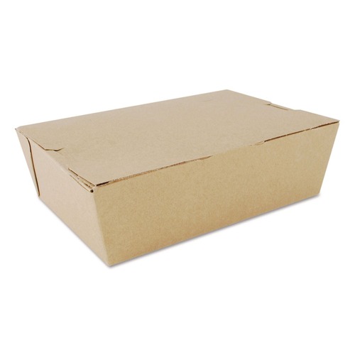 Food Trays, Containers, and Lids | SCT SCH 0733 ChampPak 7.75 in. x 5.5 in. x 2.5 in. #3 Carryout Boxes - Kraft (200/Carton) image number 0