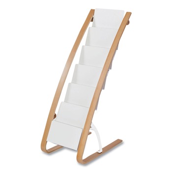 Alba 19.68 x 13.38 x 36.61 Literature Floor Display Rack - White/Woodgrain