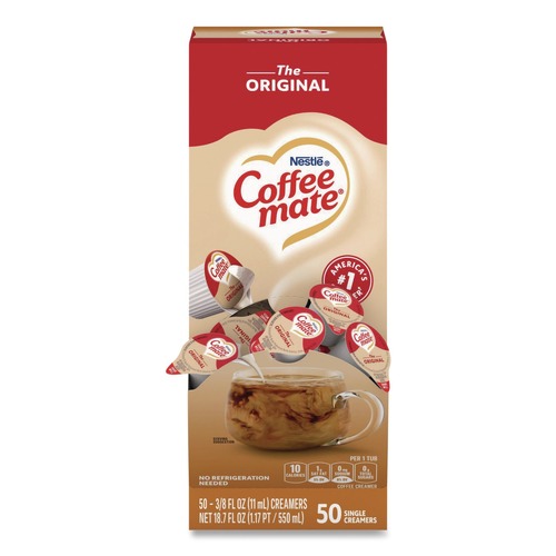 Coffee | Coffee-Mate 11001124 0.38 oz. Liquid Coffee Creamer Mini Cups - Original (50/Box) image number 0