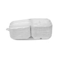 Food Trays, Containers, and Lids | Pactiv Corp. YMCH08030001 EarthChoice 7.8 in. x 7.8 in. x 2.8 in. 3 Compartment Dual-Tab Lock Bagasse Hinged Lid Container - Natural (150/Carton) image number 1