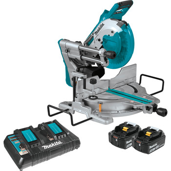 Factory Reconditioned Makita 18V X2 (36V) LXT Brushless Lithium-Ion 10 in. Cordless Dual-Bevel Sliding Compound Miter Saw with Laser Kit (5 Ah)