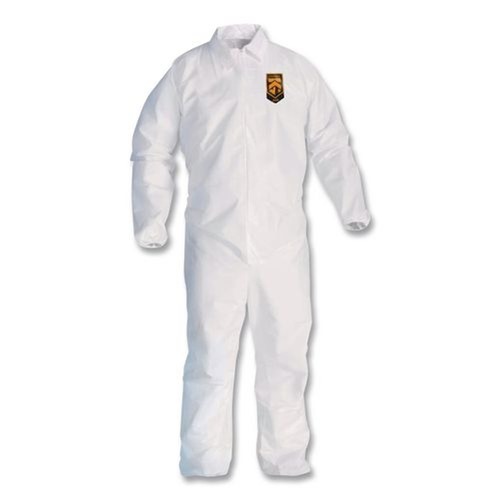 Bib Overalls | Ansell KCC44312 A40 Coveralls with Zipper Front and Elastic Wrists and Ankles - Medium/White (25/Carton) image number 0