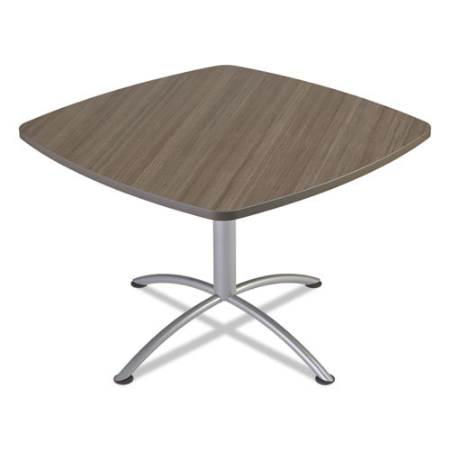  | Iceberg 69747 iLand 42 in. x 42 in. x 29 in. Square Edgeband Cafe Table - Natural Teak/Silver image number 0
