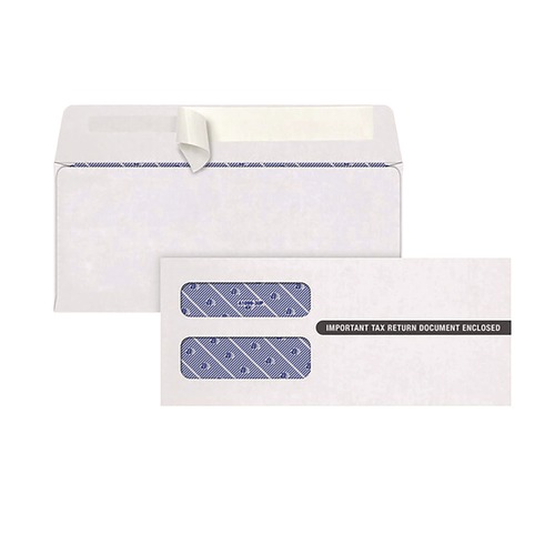 Office & Office Supplies | TOPS 2222PS3 3.75 in. x 8.75 in. Commercial Flap Self-Adhesive Closure 1099 Double Window Envelope - White (24/Pack) image number 0