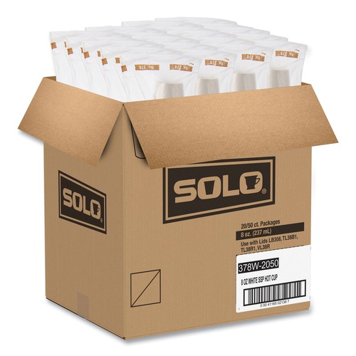 Office Jansan | SOLO 378W-2050 8 oz. Single-Sided Poly Paper Hot Cups - White (1000/Carton) image number 0