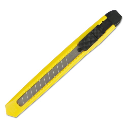  | Boardwalk BWKUKNIFE75 5 in. Plastic Handle 0.39 in. Blade Length Retractable Snap-Off Blade Knife - Yellow image number 0