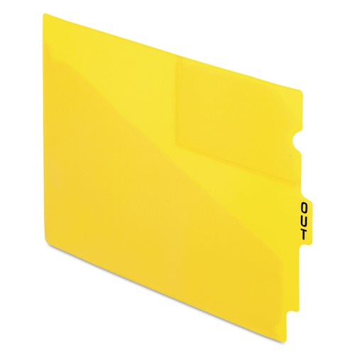 Pendaflex 13544 8.5 in. x 11 in. 1/3-Cut End Tab, Out, Colored Poly Out Guides with Center Tab - Yellow (50/Box) image number 0