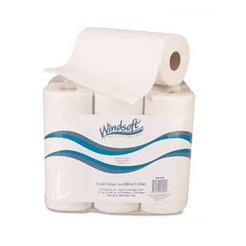 Windsoft WIN2420 2-Ply 11 in. x 9 in. Kitchen Roll Towels - White (6 Rolls/Pack, 72 Sheets/Roll)