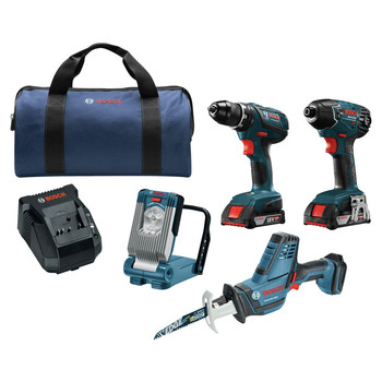 Factory Reconditioned Bosch 18V Lithium-Ion 4-Tool Cordless Combo Kit (2 Ah)
