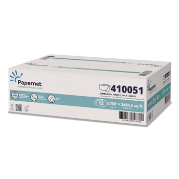 Papernet 3.3 in. x 750 ft. 1-Ply HyTech Seas Septic Safe Mini JRT - White (6/Carton)