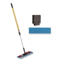 Mops | Rubbermaid Commercial 2132426 19.5 in. x 5.5 in. Microfiber Head 48 in. to 72 in. Aluminum Handle Adaptable Flat Mop Kit - Blue/Yellow image number 0