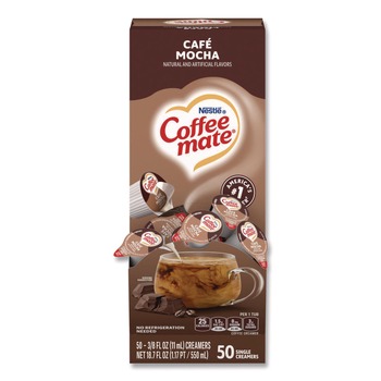 Coffee-Mate Liquid Coffee Creamer, Cafe Mocha, 0.38 Oz Mini Cups, 50/box