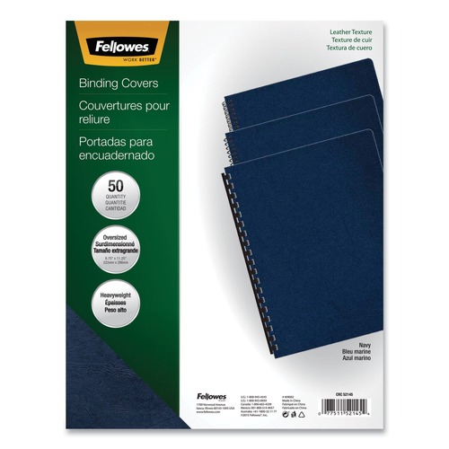 File Jackets & Sleeves | Fellowes Mfg Co. 52145 11 1/4 in. x 8 3/4 in. Executive Leather-Like Presentation Cover - Navy (50/PK) image number 0