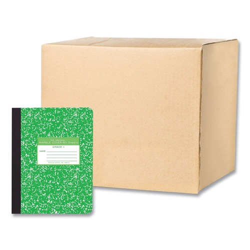 Notebooks & Pads | Roaring Spring 97225 9.75 in. x 7.5 in. Sheets Grade School Ruled Composition Book - Green Marble Cover (48/Carton) image number 0