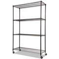 Storage Sale | Alera ALESW604818BL NSF Certified 4-Shelf 48 in. x 18 in. x 72 in. Wire Shelving Kit with Casters - Black image number 0