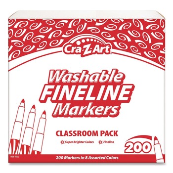 Cra-Z-Art Washable Fineline Bullet Tip Markers Classpack -  Assorted Colors (200/Set)