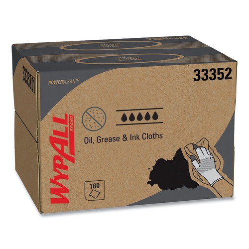 Office Jansan | WypAll KCC 33352 Power Clean BRAG Box 12.1 in. x 16.8 in. Oil Grease and Ink Cloths - Blue (180/Carton) image number 0