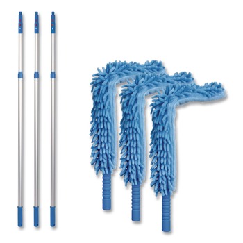Gritt Commercial GRI1756F3PK 6 ft Telescopic Pole Flexible Wand Duster with Microfiber and Chenille Sleeve (3/Kit)