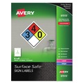  | Avery 61513 Surface Safe 8 in. x 8 in. Inkjet/Laser Printers Removable Label Safety Signs - White (15/Pack) image number 0