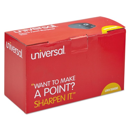 Office Jansan | Universal UNV30010 3.13 in. x 5.75 in. x 4 in. AC-Powered Electric Pencil Sharpener - Black image number 0