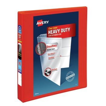 Avery One Touch EZD Rings 3 Rings 1 in. Capacity 11 in. x 8.5 in. Heavy-Duty DuraHinge View Binder - Red (12/Carton)