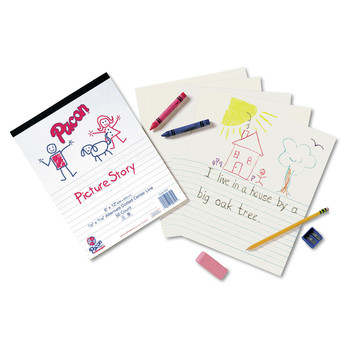 Pacon 9 in. x 12 in. 16 lbs. 5/8 in. Long Rule One-Sided Multi-Program Picture Story Paper (500/Pack)
