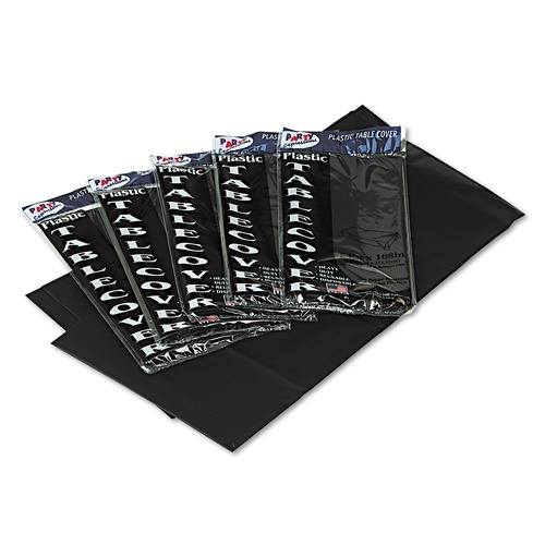  | Tablemate 549-BK 54 in. x 108 in. Table Set Heavyweight Plastic Rectangular Table Covers - Black (6/Pack) image number 0
