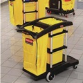  | Rubbermaid Commercial HYGEN FG9T7300BLA 22 in. x 48-1/4 in. x 44 in. Hygen M-Fiber Healthcare Cleaning Cart - Black/Yellow/Silver image number 3