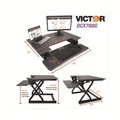 Cleaning & Janitorial Supplies | Victor VCTDCX760G 36 in. x 31.25 in. x 5.25 in. to 20 in. High Rise Height Adjustable Standing Desk with Keyboard Tray - Gray/Black image number 7