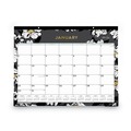 Bulletin Boards | Blue Sky 110215 22 in. x 17 in. 12-Month (Jan-Dec 2026) Baccara Dark Desk Pad - White/Black/Gold Sheets/Black Binding image number 1