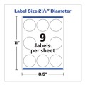 Office Jansan | Avery 22830 2.5 in. Diameter Print-to-the Edge Labels with SureFeed - Round Glossy White (90/Pack) image number 1