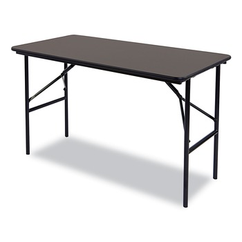 Iceberg OfficeWorks 48 in. x 24 in. x 29 in. Classic Wood-Laminate Rectangular Folding Table with Straight Legs - Walnut