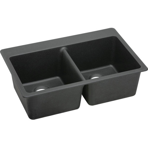 Kitchen Sinks | Elkay ELG3322BK0 Quartz Classic 33 in. x 22 in. x 9-1/2 in., Equal Double Bowl Top Mount Sink (Black) image number 0