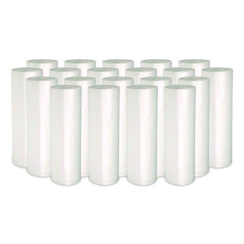 Trash Bags | Boardwalk Z4833RNKR01 16 Gallon 6 mic 24 in. x 33 in. Perforated Roll High-Density Can Liners - Natural (50 Bags/Roll, 20 Rolls/Carton) image number 0