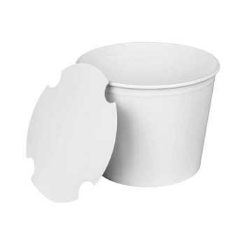 Karat C-FB85W_BUNDLE 7.36 in. Diameter x 6 in. H 85 oz. Paper Food Bucket with Lid - White (180/Carton)