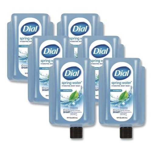 Cleaning & Janitorial Supplies | Dial Professional 17000 99804 15 oz. Body Wash Refill for Versa Dispenser - Spring Water Scent (6/Carton) image number 0