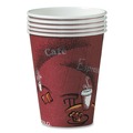 Early Labor Day Sale | SOLO OF10BI-0041 10 oz. Paper Hot Drink Cups in Bistro Design - Maroon (300/Carton) image number 1