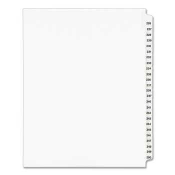 Avery 11 in. x 8.5 in. 25-Tab 226 to 250 Avery Style Preprinted Legal Exhibit Side Tab Index Dividers - White (1-Set)