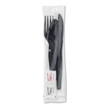 Cutlery | Dixie CH56NSPC7 Wrapped Fork/Knife/Spoon/Napkin Packets - Black (250/Carton) image number 0