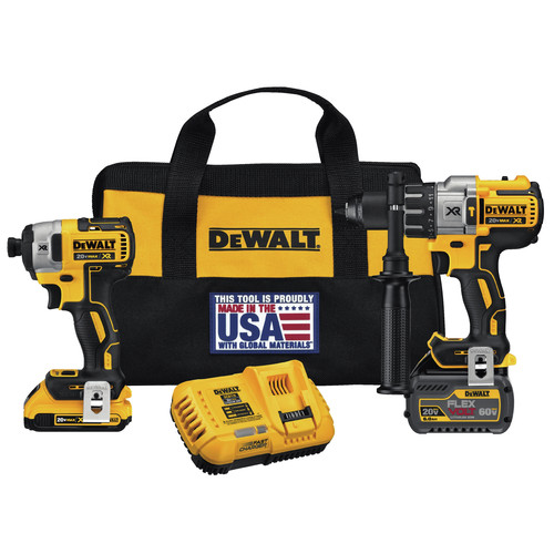 Combo Kits | Factory Reconditioned Dewalt DCK299D1T1R 20V MAX FlexVolt Lithium-Ion Cordless Hammer Drill / Impact Driver Combo Kit (6 Ah) image number 0