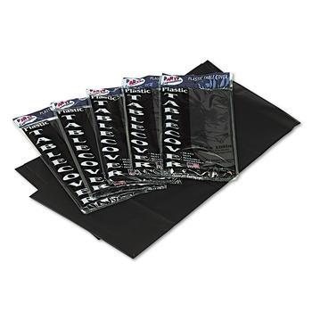 Tablemate 549-BK Table Set Rectangular Table Covers, Heavyweight Plastic, 54-in X 108-in, Black, 6/pack