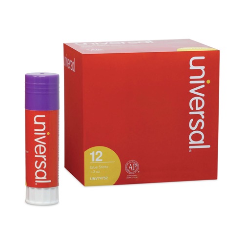 Office Jansan | Universal UNV74752 1.3 oz. Dry-Clear Glue Sticks - Purple (12/Pack) image number 0