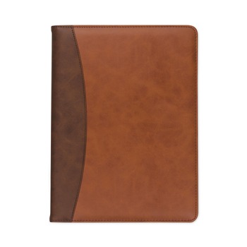 Samsill 10.6w x 14.25h Two-Tone Polyurethane Padfolio with Spine Accent - Tan/Brown