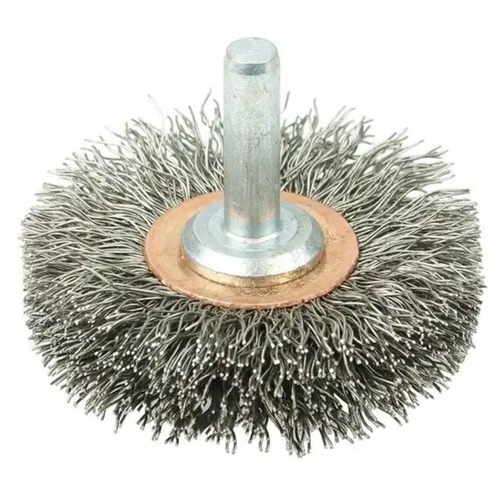  | Weiler 17611 .0118 in. Stainless Steel Fill 1/4 in. Stem 2 in. Narrow Face Stem-Mounted Crimped Wire Wheel image number 0