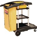  | Rubbermaid Commercial HYGEN FG9T7300BLA 22 in. x 48-1/4 in. x 44 in. Hygen M-Fiber Healthcare Cleaning Cart - Black/Yellow/Silver image number 1