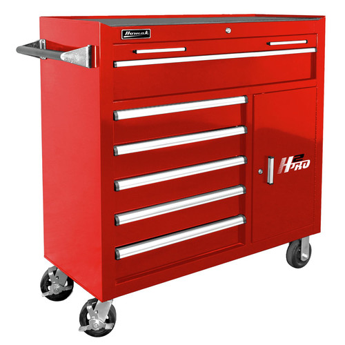 Storage Sale | Homak RD04041062 41 in. H2Pro 6 Drawer with 2 Drawer Comp Roller (Red) image number 0