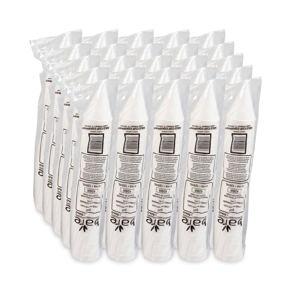 SOLO 42BR-2050 4 1-4 oz Bare Treated Paper Cone Water Cups - White (200