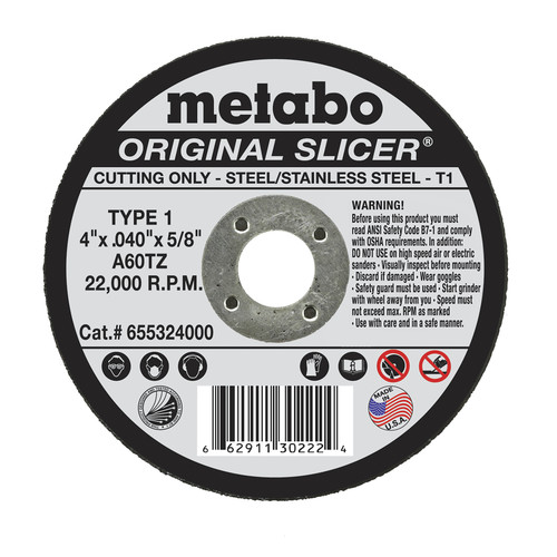 Grinding, Sanding, Polishing Accessories | Metabo 655324000 4 in. x .040 in. A60TZ Type 1 SLICER Cutting Wheel (50-Pack) image number 0