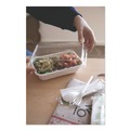 Food Trays, Containers, and Lids | Eco-Products EP-SCRC32NFA WorldView Vanguard 32 oz. 4.71 in. x 7.01 in. x 1.04 in. Sugarcane Fiber Rectangular Container - White (400/Carton) image number 5